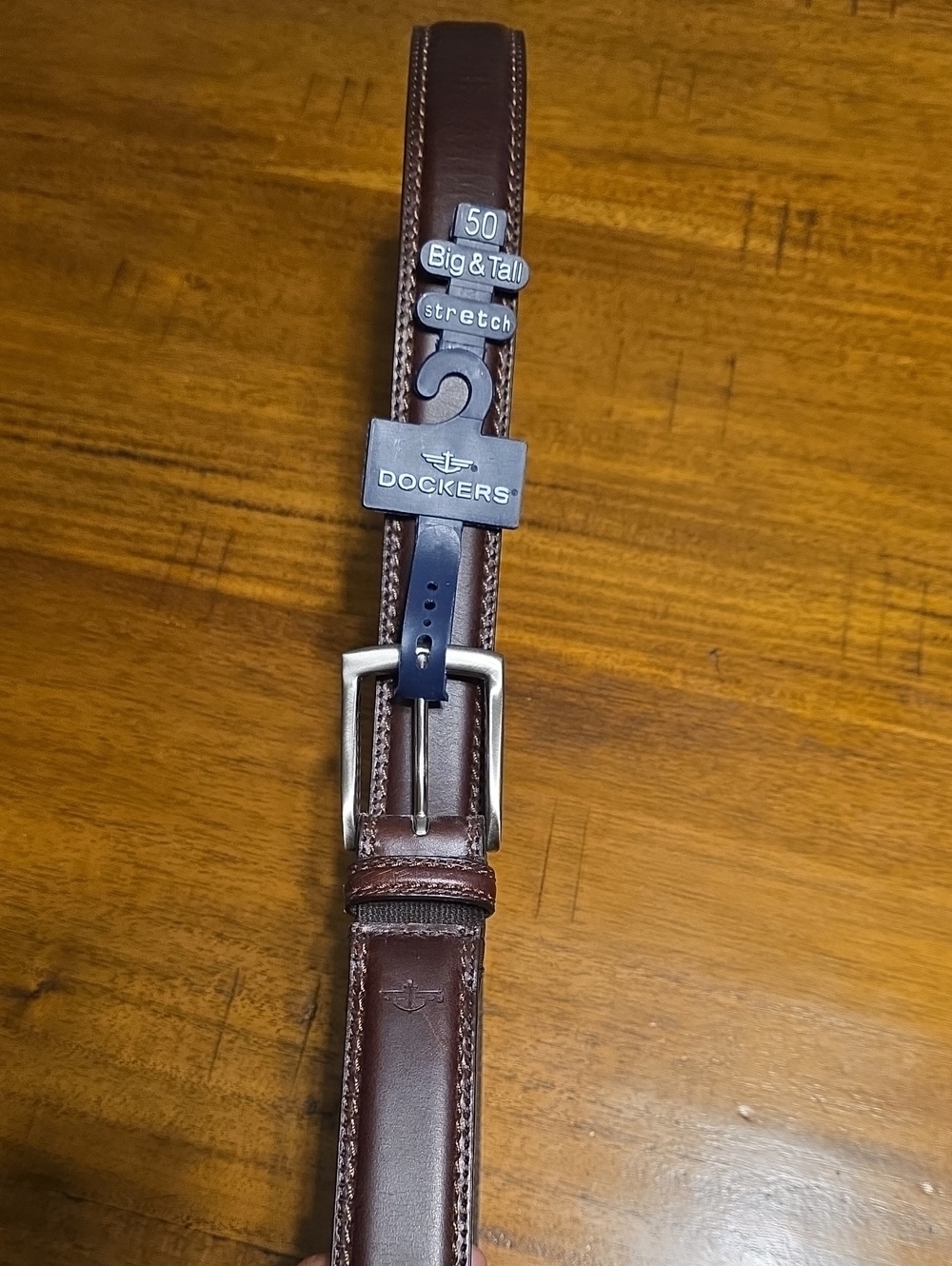 Dockers Nwt Sz 50 Brown Leather Belt with Silver Buckle